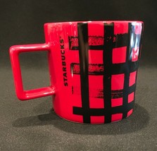 Starbucks Buffalo Plaid Square Handle Red &amp; Black 14oz. Coffee Mug 2016 - $18.99