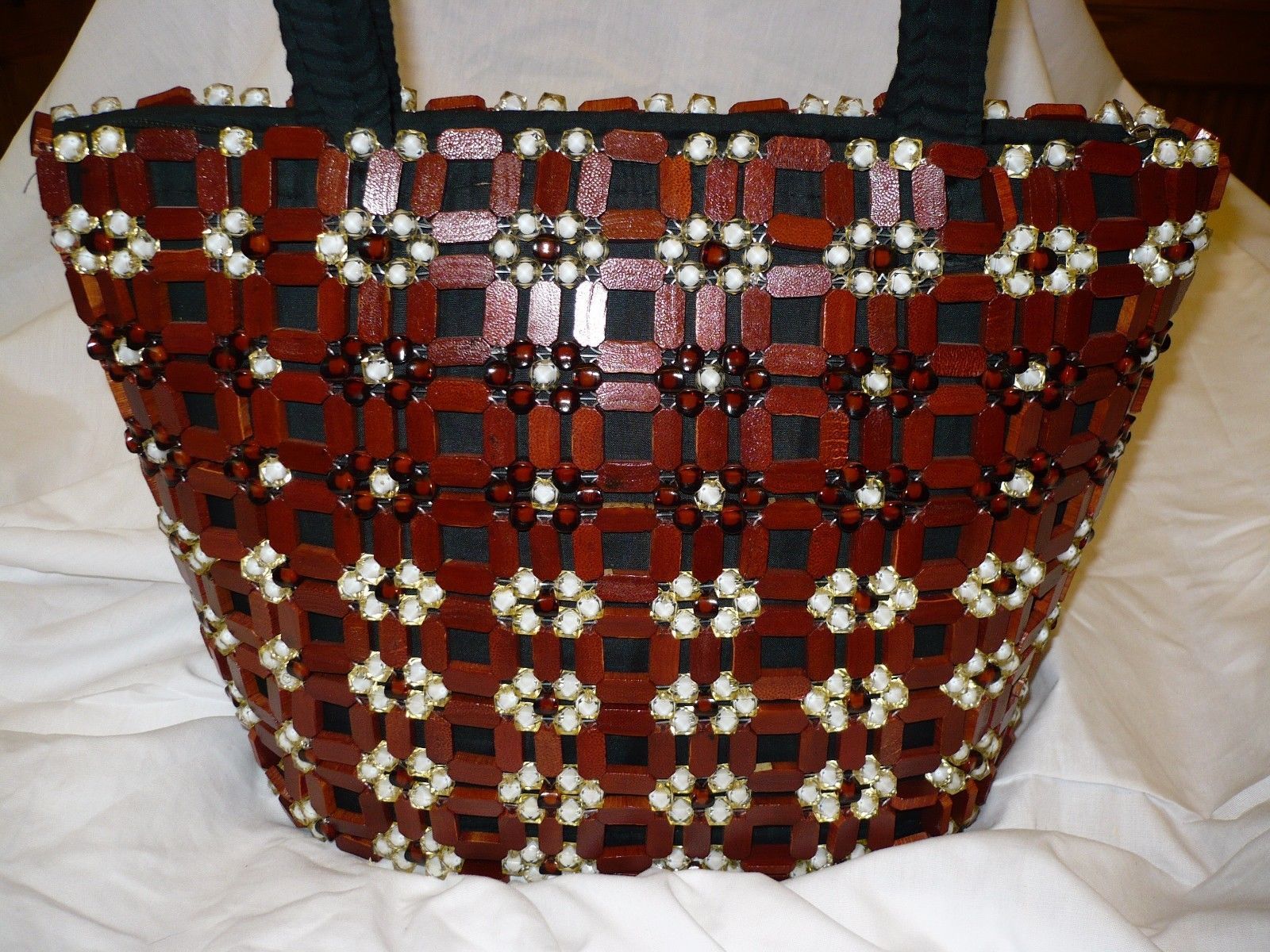 Gorgeous African Hand Made Wood Beaded Purse Made in Kenya Large Size - Women&#39;s Handbags & Bags
