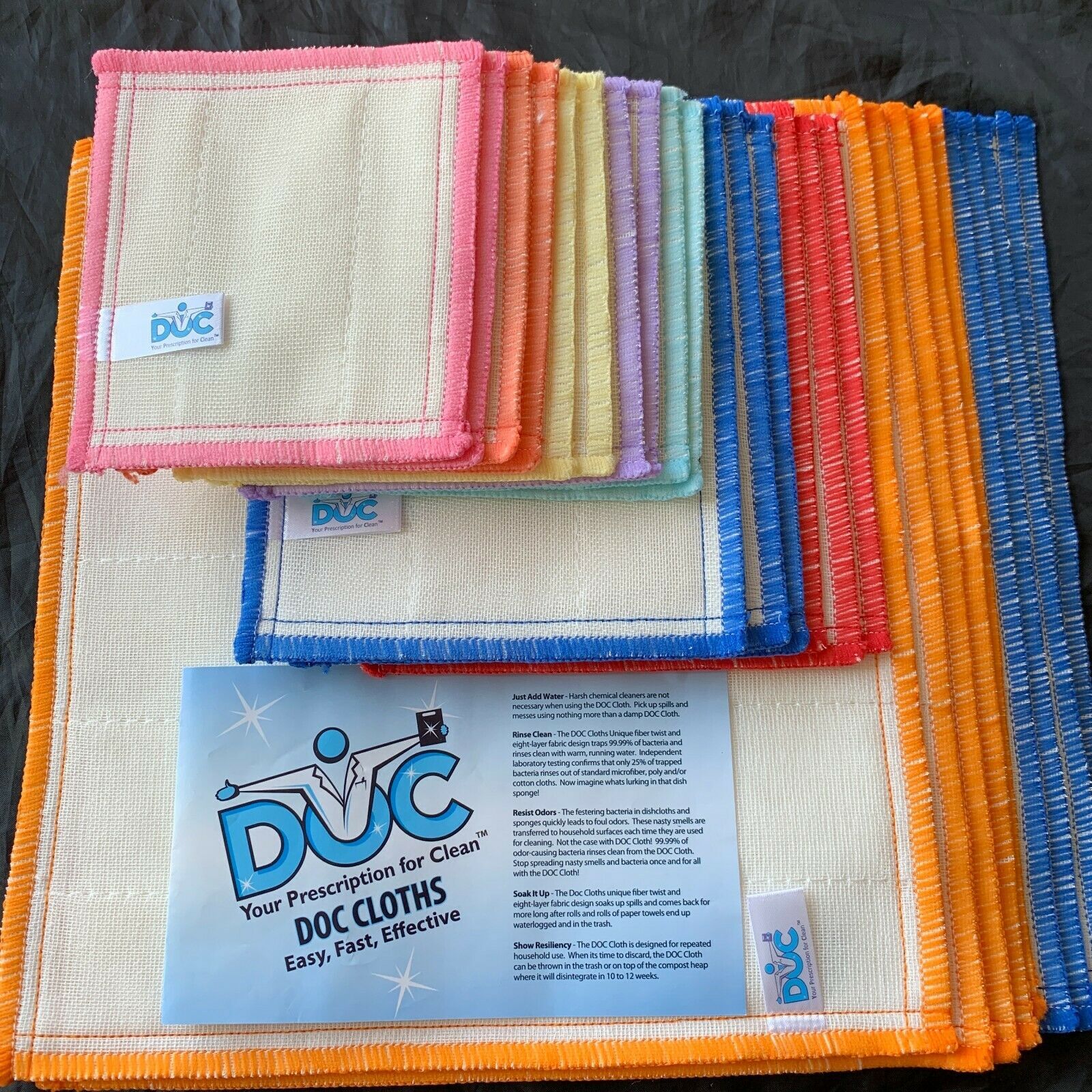 Large Lot of 26 DOC Wood Fiber Cleaning Makeup Cloths Rags Variety Pack Cleaning Towels & Cloths