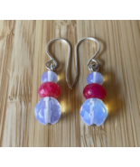 Moonstone & Agate drop earrings - Sterling silver earrings - Handmade earrings - $33.00