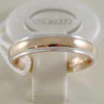 18K YELLOW & WHITE GOLD WEDDING BAND UNOAERRE COMFORT RING 4 MM, MADE IN ITALY image 1