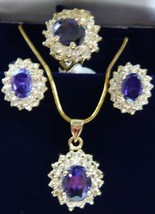 lady's nice purple zircon pendant earrings &ring (#7-9 exit) set free shipping - $19.99