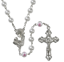 Mother&#39;s Rosary with Madonna and Child Centerpiece Floral Bead Mother&#39;s ... - $16.99