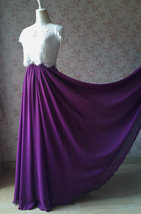 PLUM PURPLE Chiffon Maxi Skirt Outfit Womens Purple Chiffon Skirt Plus Size image 2