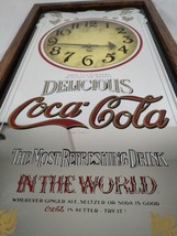 Vintage Coca Cola Mirrored Wall Clock Wood 25x13 Battery Powered Bar Pub... - $116.88