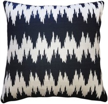 Pillow Decor - Ikat Stripes Black and Cream Throw Pillow 17x17 (PD2-0055-01-17) - $29.95