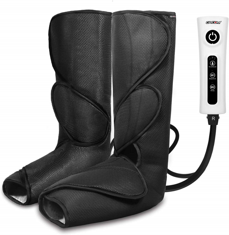 CINCOM Leg Massager for Foot Calf Air Compression-2 Modes, 3 Intensities (Black)