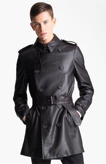Image of MEN LEATHER COAT WINTER LONG LEATHER COAT GENUINE REAL LEATHER TRENCH COAT-UK21
