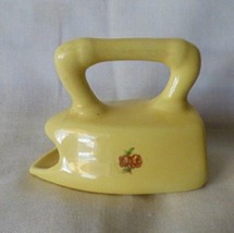 Cute 1969 Miniature 2&quot; Pottery IRON Pocket Vase Hand Made Ceramic w/ decals - $10.00