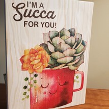 Canvas Print Wall Art, I'm a Succa For You, Glitter Succulents in Red Planter image 2