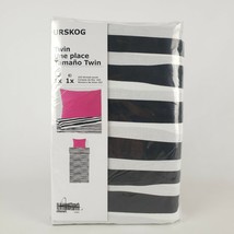 Ikea Urskog Twin Duvet Cover Black/White Zebra Stripe Pink 1 Pillowcase New - $36.57