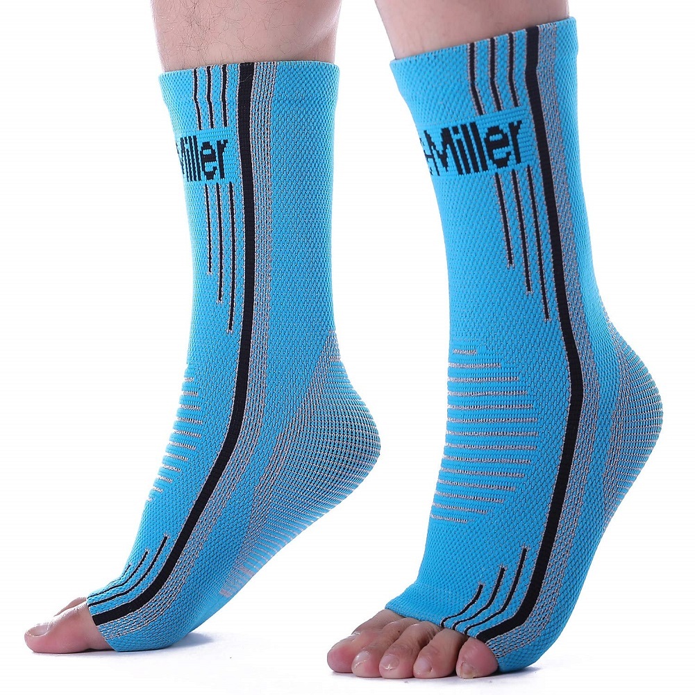 Doc Miller Ankle Brace Compression - Support Sleeve 1 Pair (Solid Blue, M)