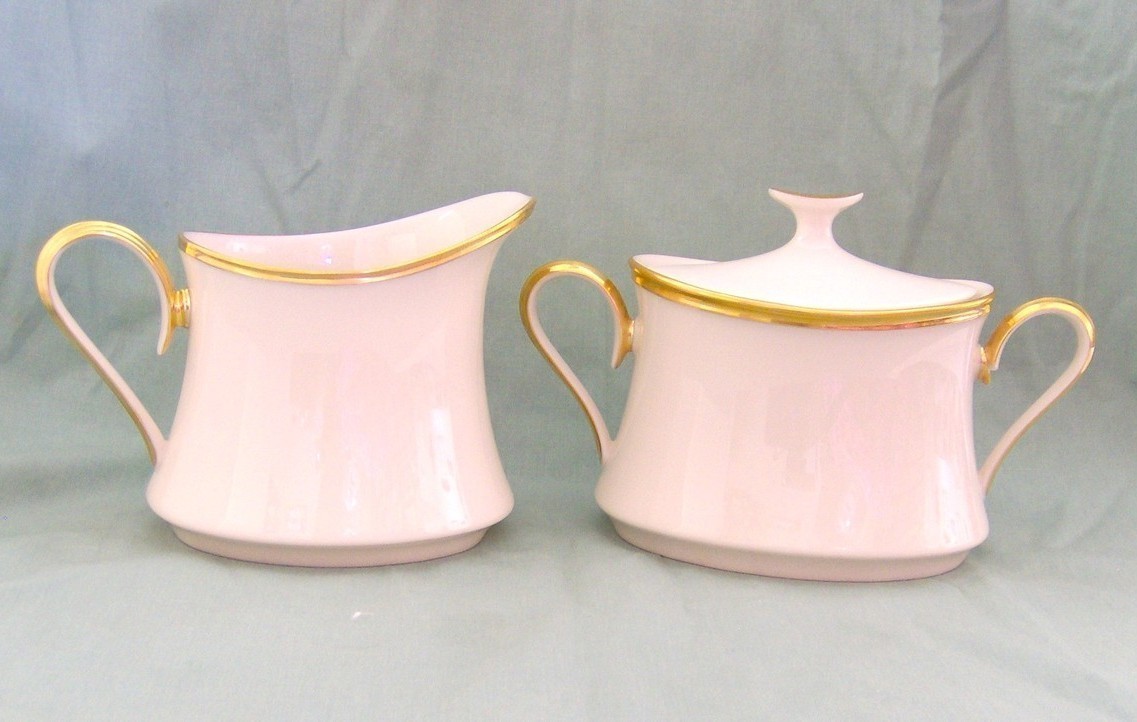 Lenox Eternal Covered Sugar Bowl and Creamer Set Lenox