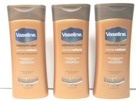3 Vaseline Intensive Care Cocoa Radiant 200ml Body Lotion Heals Dry Skin USA NEW - $21.77