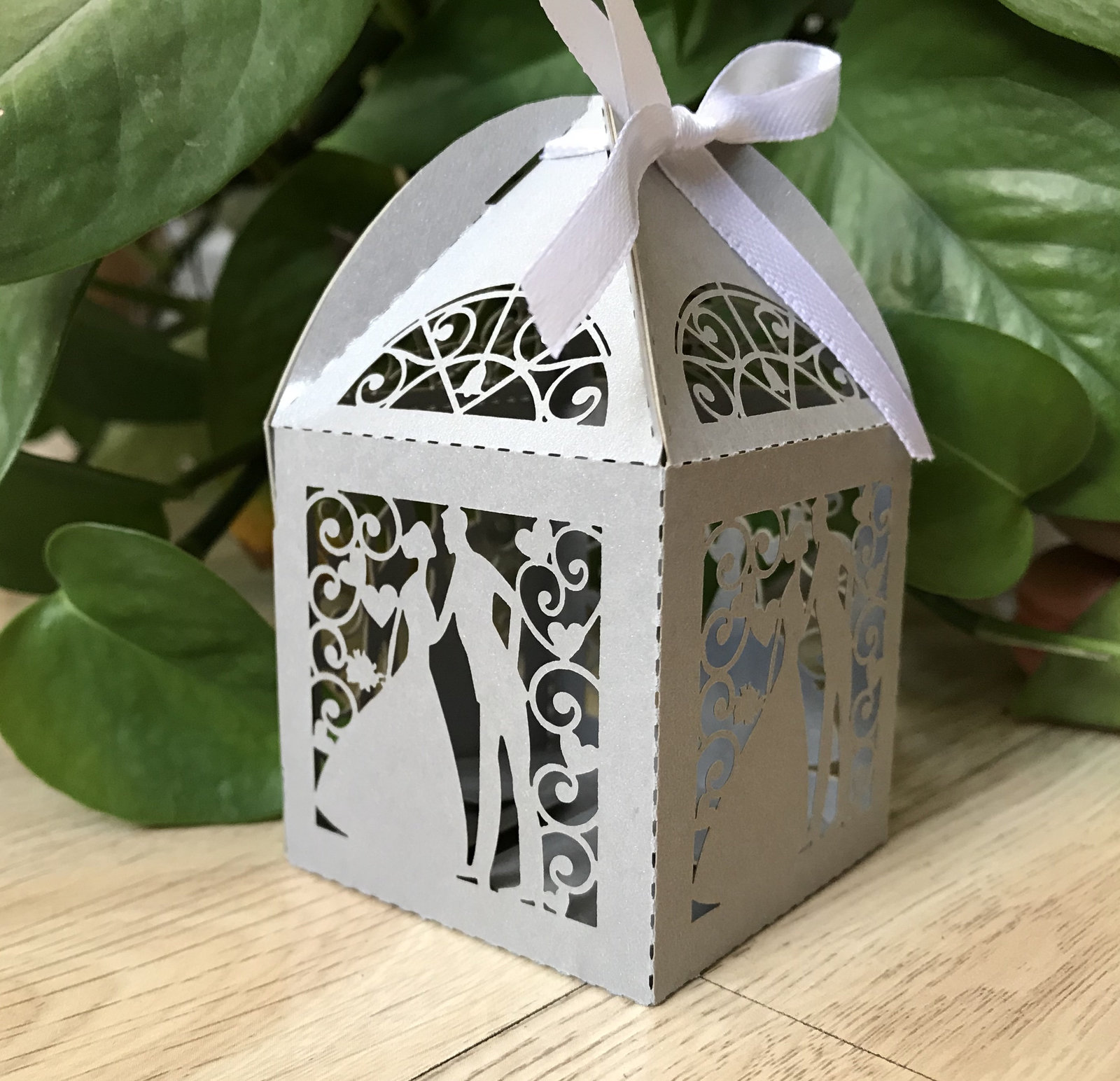 100pcs Silver Brid Groom Laser Cut Wedding Gift Box,Candy,Chocolate ...