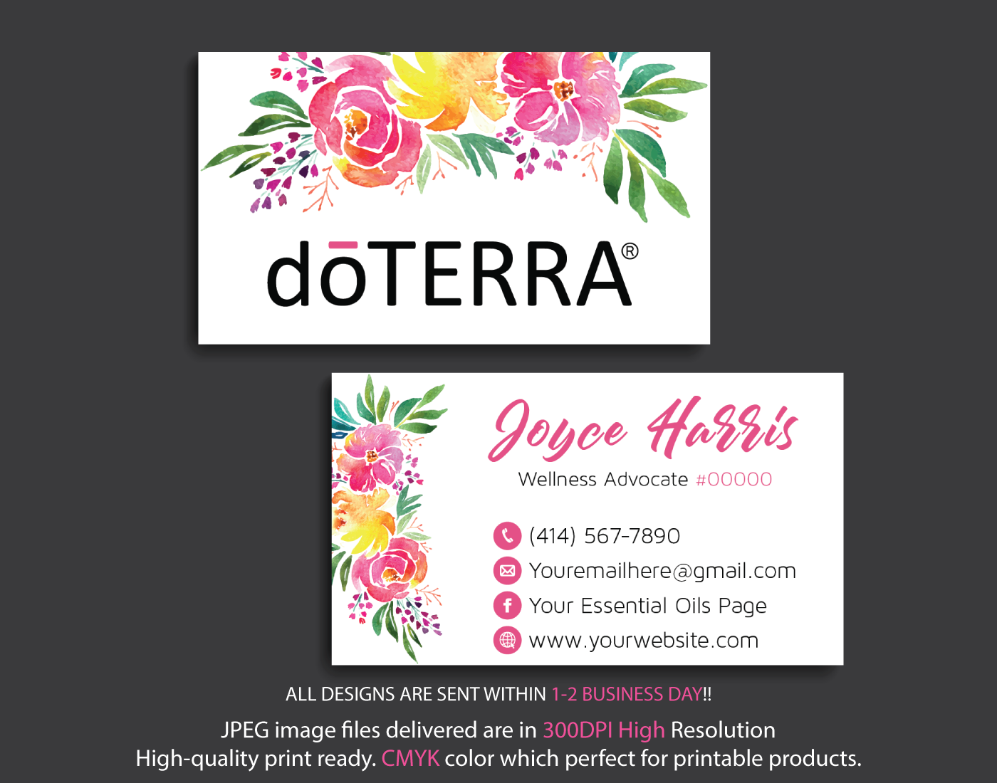 Personalized Doterra Business Card, Doterra Business Cards, DT17