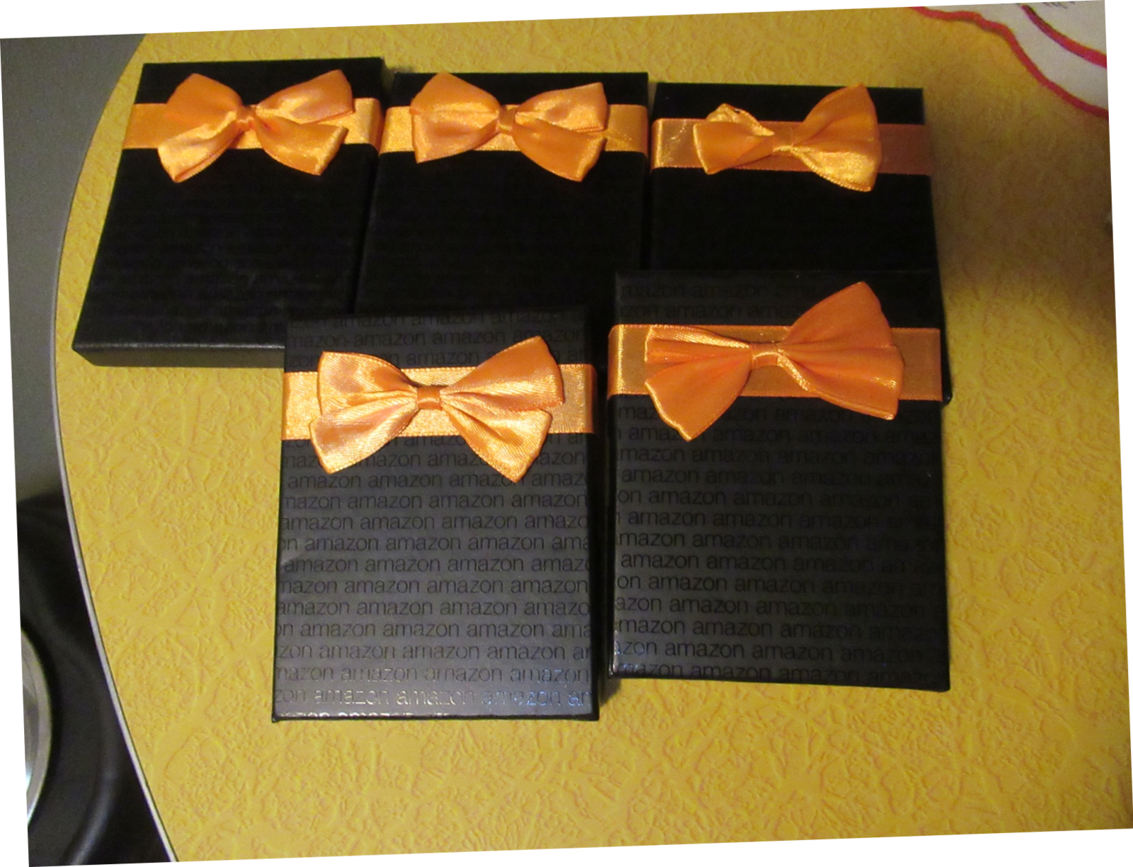 Primary image for 5 Piece Black with Orange Bow Gift Card Box