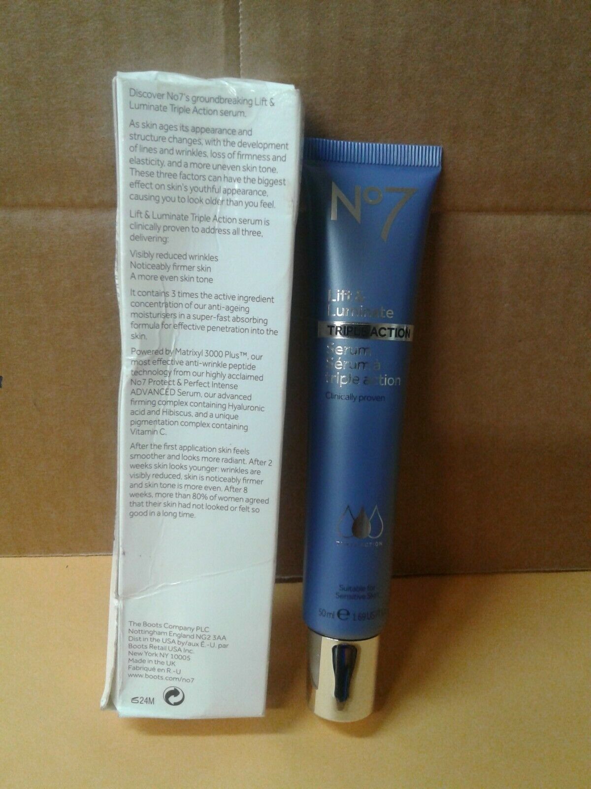 BOOTS No 7 LIFT AND LUMINATE TRIPLE ACTION SERUM 50 ML 1.69 US Fl.oz (BIG SIZE) AntiAging