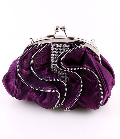 Purple Evening Bag With Austrian Rhinestone Crystal On One Side ...