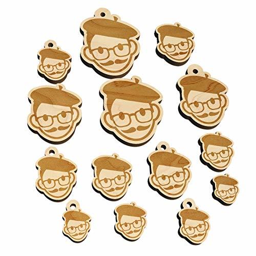 Artist Icon Mini Wood Shape Charms Jewelry DIY Craft - 12mm (26pcs) - with Hole