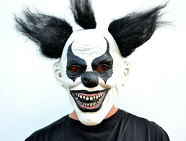 Scary Halloween Clown Mask with Hair Costume Party Black &amp; White Clown - $17.99