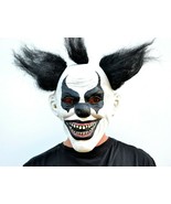 Scary Halloween Clown Mask with Hair Costume Party Black & White Clown - $17.99