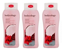 3 Pack Coconut Hibiscus Women by Bodycology Moisturizing Body Wash 16 oz Ea New - $39.59