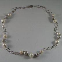 .925 SILVER RHODIUM NECKLACE WITH FRESHWATER WHITE AND GRAY PEARLS image 3