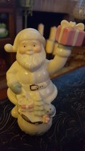 Lenox Ivory and Gold Trimmed 4 inch tall Santa  Holding  Present with to... - $7.60