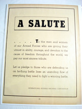 1943 Ad World War II IBM A Salute To the Men and Women of Our Armed Forces - $8.99