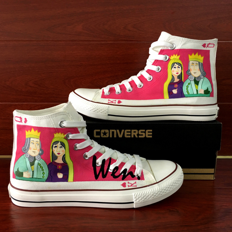 Design Hand Painted Shoes Converse All Star Poker King Queen Canvas Sneakers