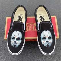 Friday the 13th Jason Custom Vans Slip On Vans - Men&#39;s And Women&#39;s Shoes - $169.00