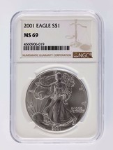 2001 Silver 1oz American Eagle NGC Graded MS 69 - $62.87