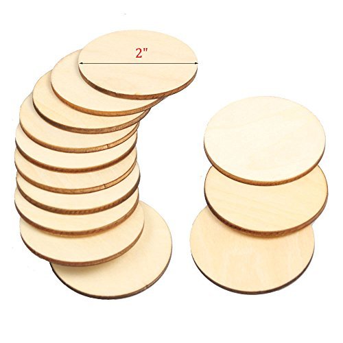 2-Inch Wood Circles 50pcs Unfinished Round Discs Blank Wooden Cutout ...