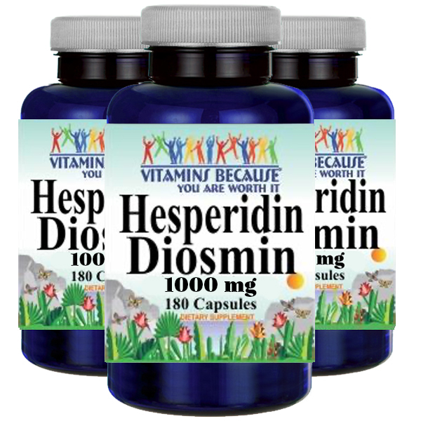 Hesperidin Diosmin 50mg/450mg 3X180 Caps by Vitamins Because 1000mg per