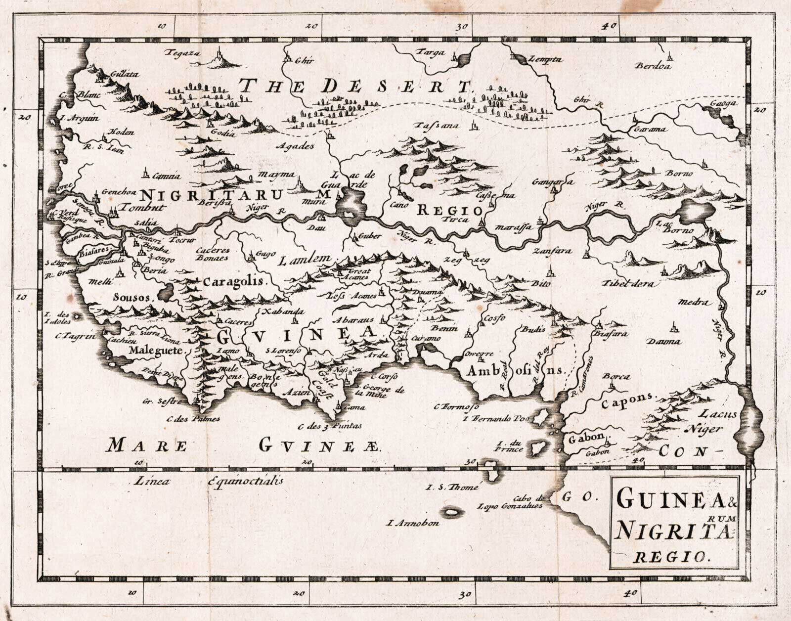 1681 Negroland Map The Slave Trading Coast Regions of West Africa ...