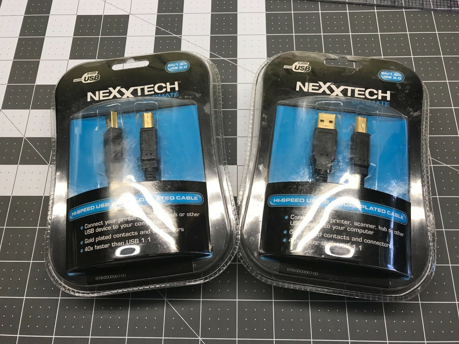 Nexxtech Ultimate 6 Ft HiSpeed USB 2.0 Gold Cables LOT (2) USB