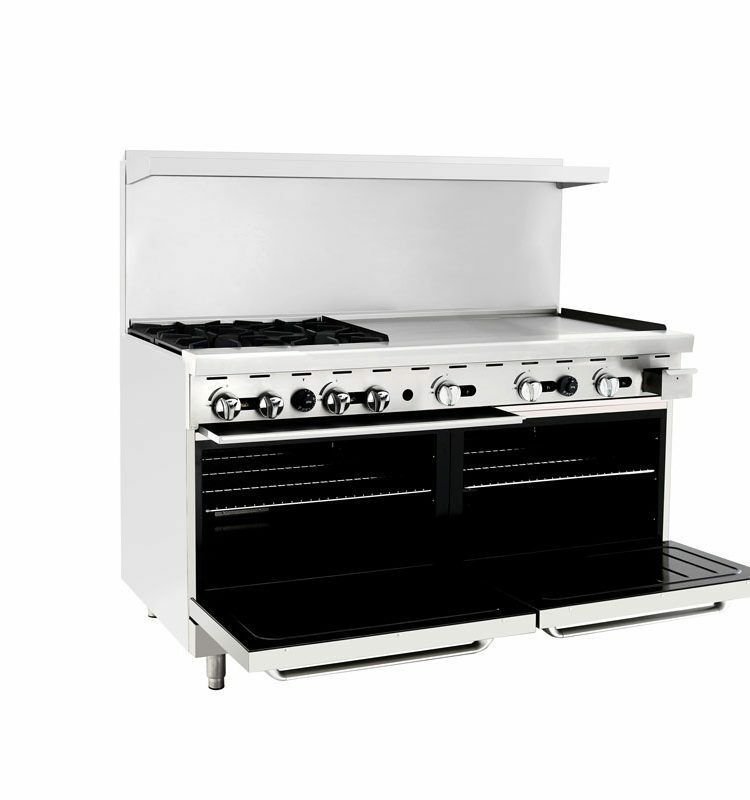 NEW 60" RANGE 4 BURNERS 36" GRIDDLE 2 FULL OVENS STOVE NAT GAS FREE LIFTGATE Ranges