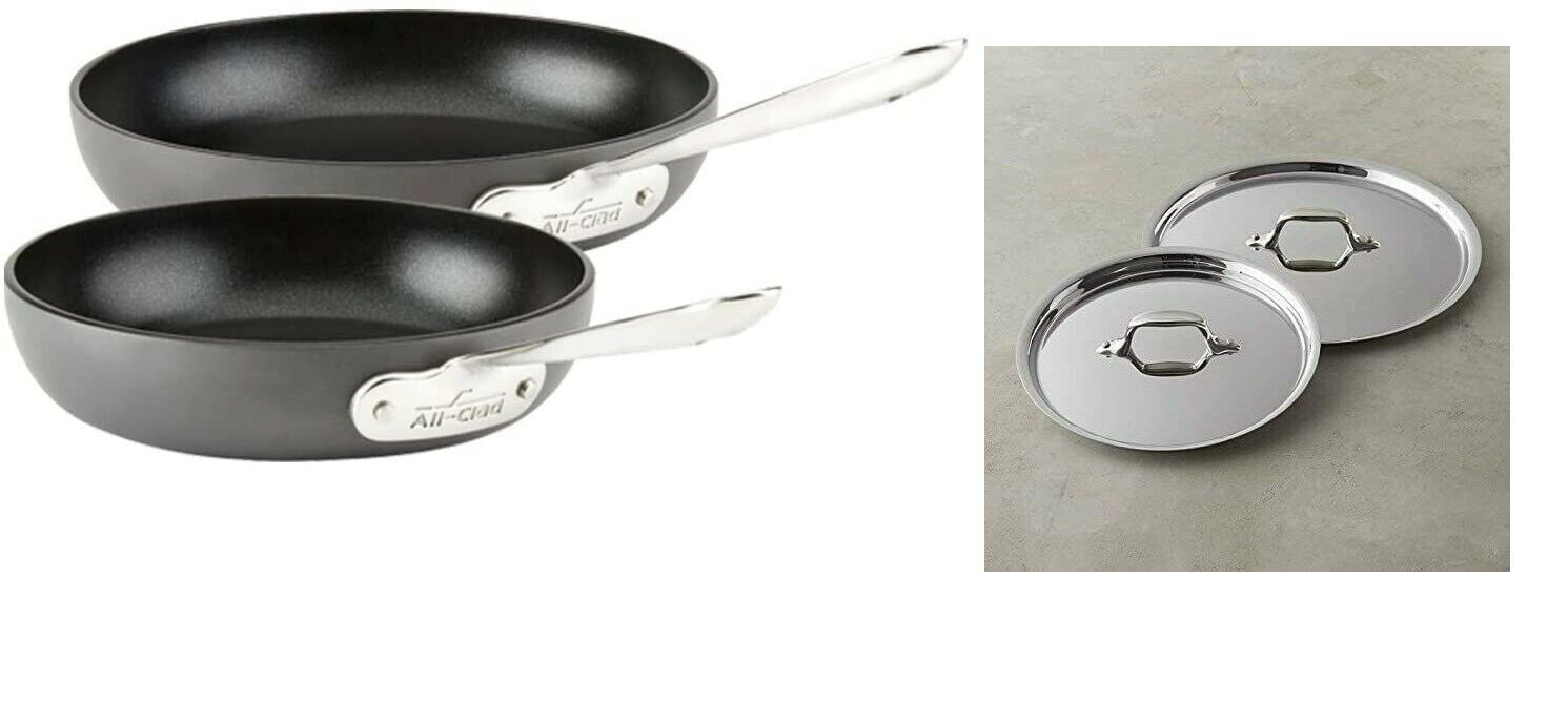 AllClad Nonstick 8inch and 10Inch Fry Pan with Allclad Lids