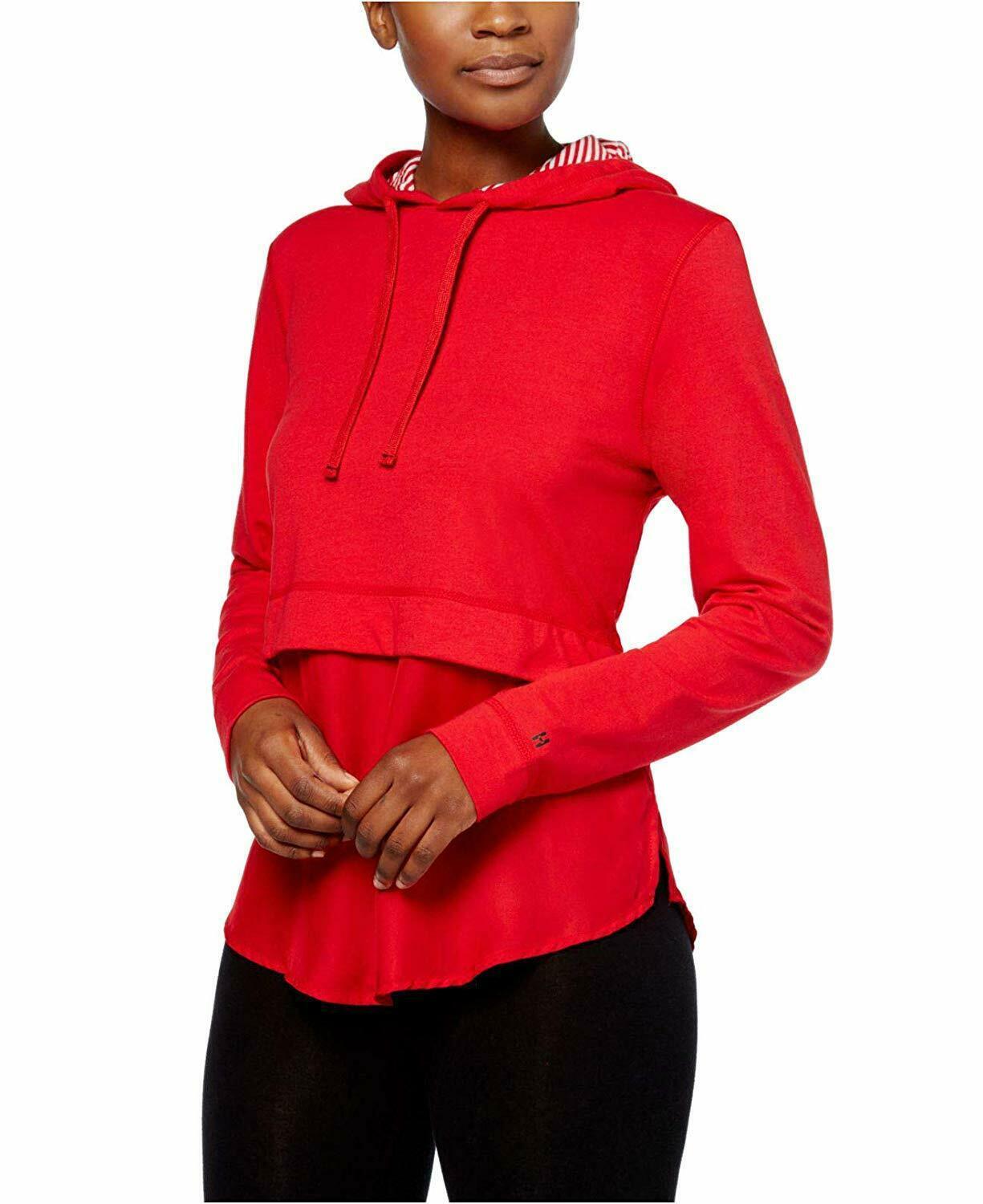 HUE Women's Layered Look Lounge Hoodie Cupid Red Size XL NWT