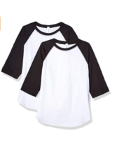 AquaGuard 2-Pack 6130 Youth Unisex Vintage Baseball T-Shirt, White/Black, Small - $9.50