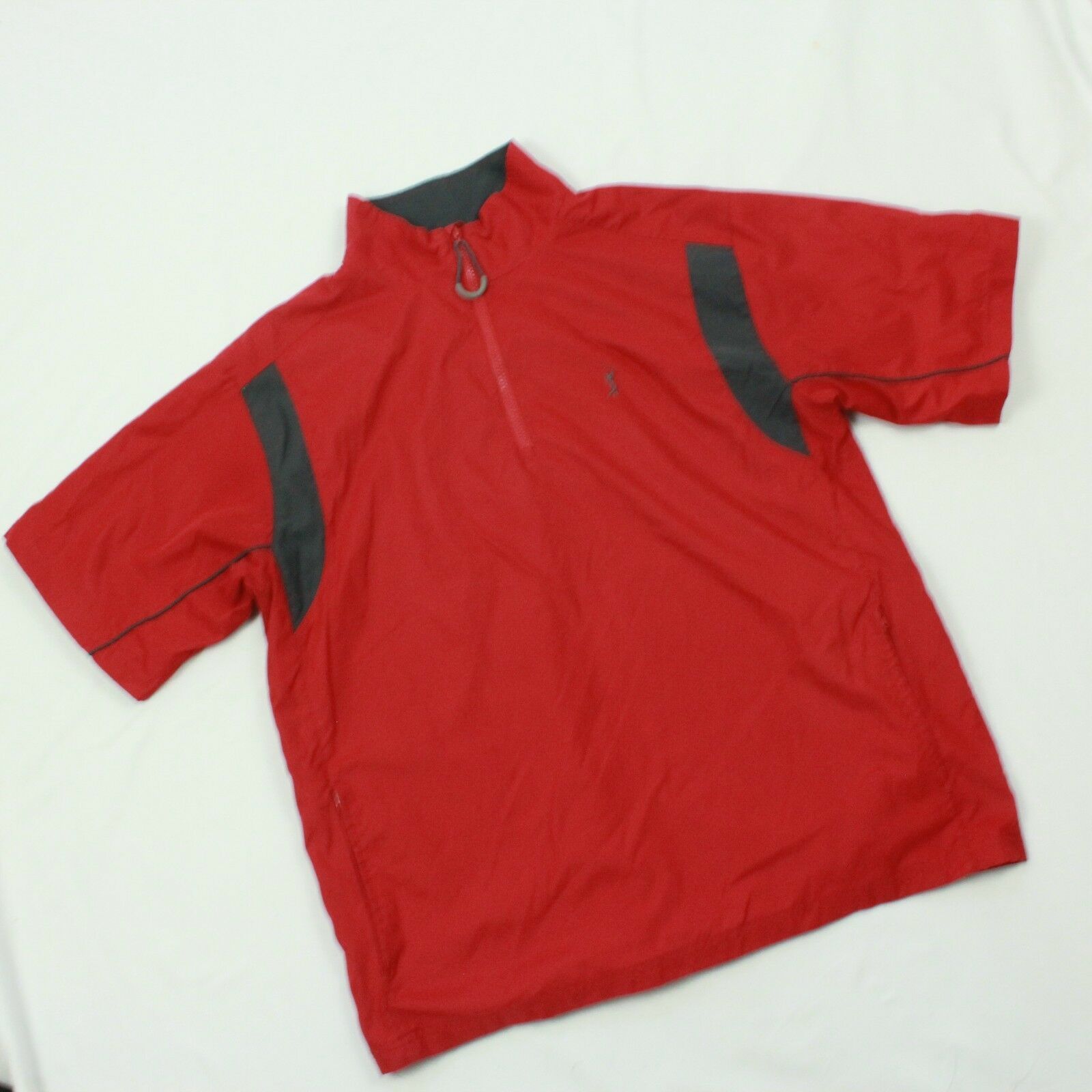PGA Tour 1/4 Zip Pullover Short Sleeve Large Mens L Red Windbreaker