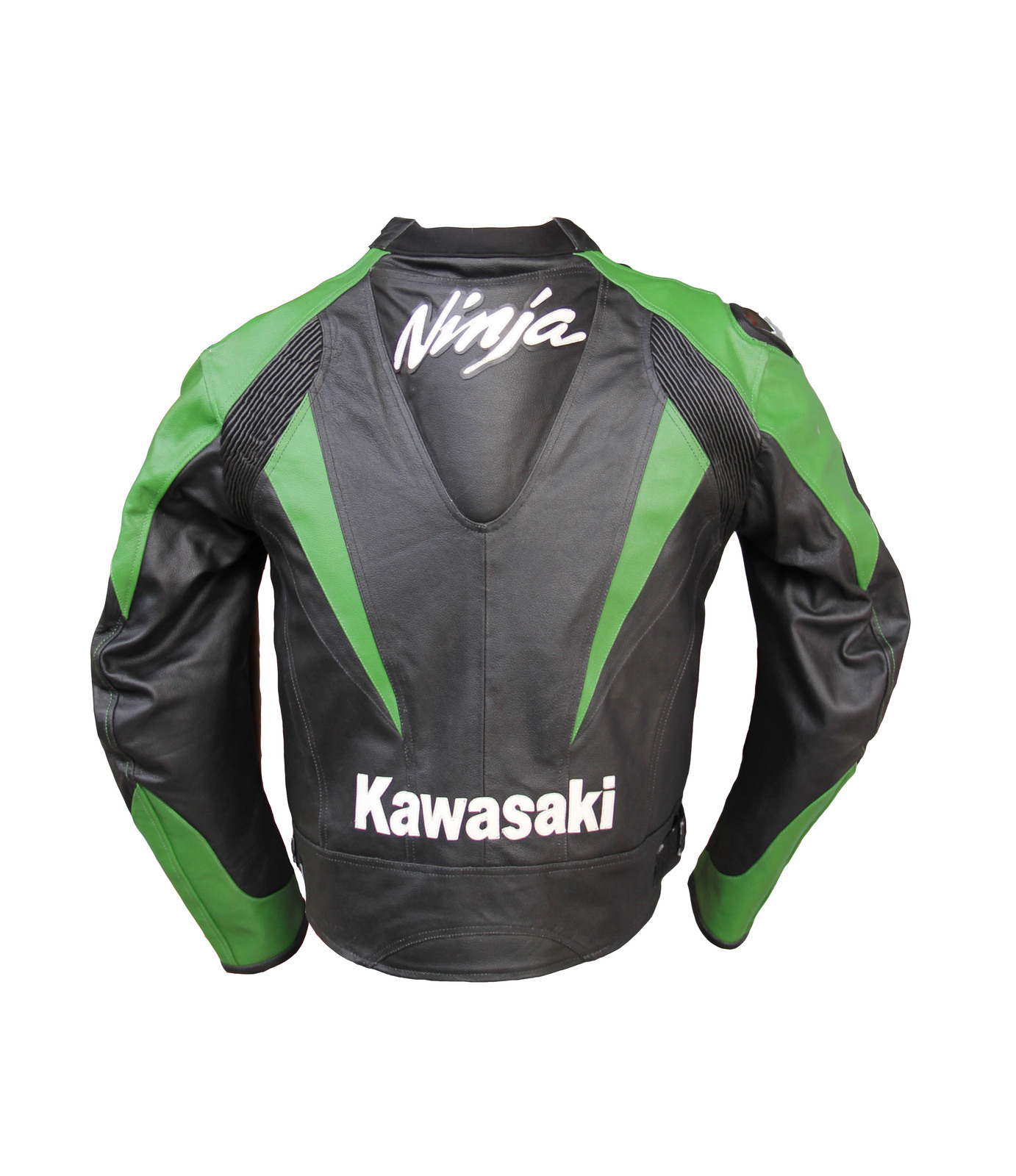 MEN NINJA RACING MOTORBIKE JACKET KAWASAKI LEATHER GREEN BLACK SAFETY ...