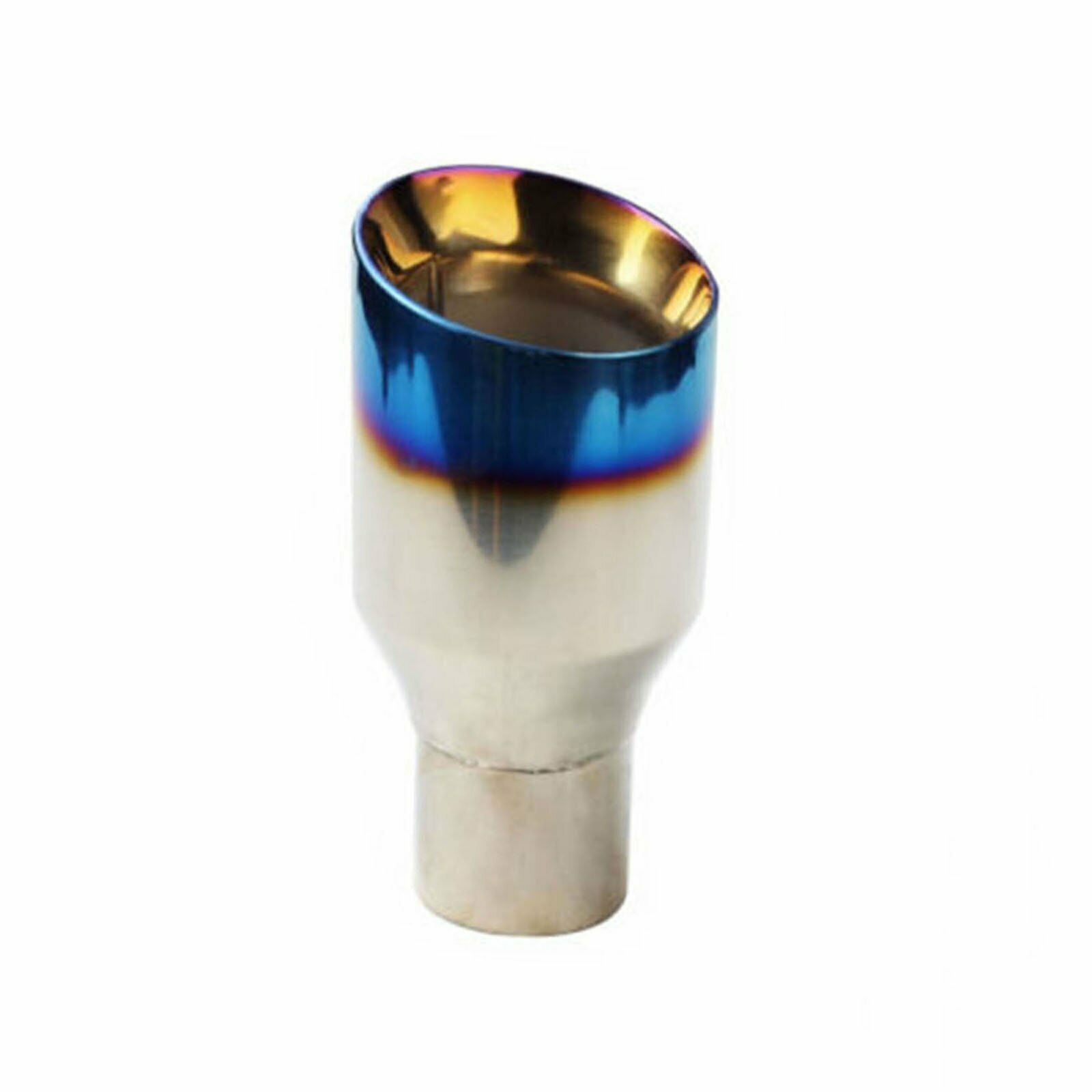 Stainless Polished Blue Burnt Exhaust Duo Layer Slant Cut Tip 2.5In 4Out