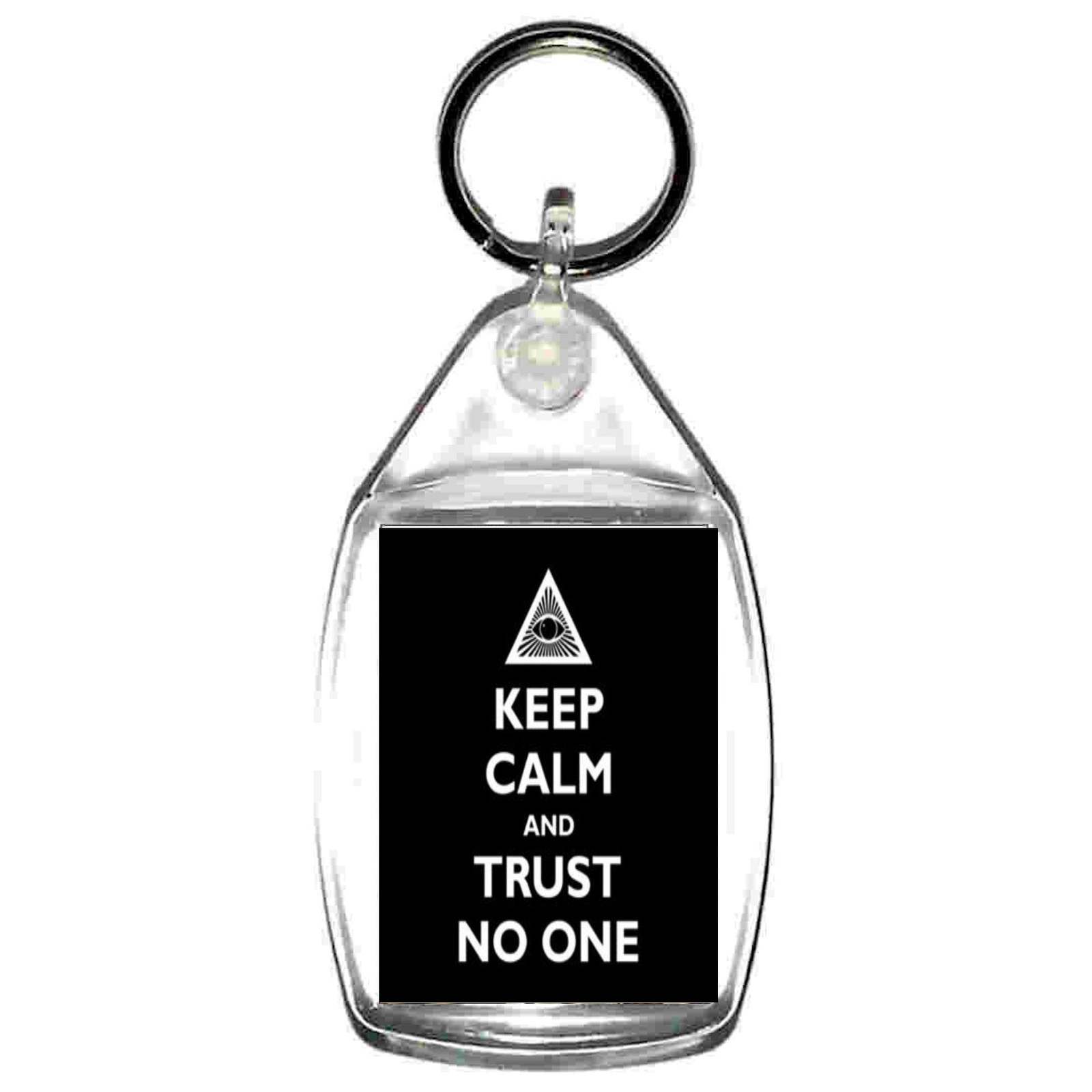 keep calm trust no one  keyring  handmade in uk from uk made parts, keyring, key