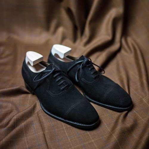 Premium Leather Black Oxford Cap Toe Stylish Lace Up Oxford Party Wear ...