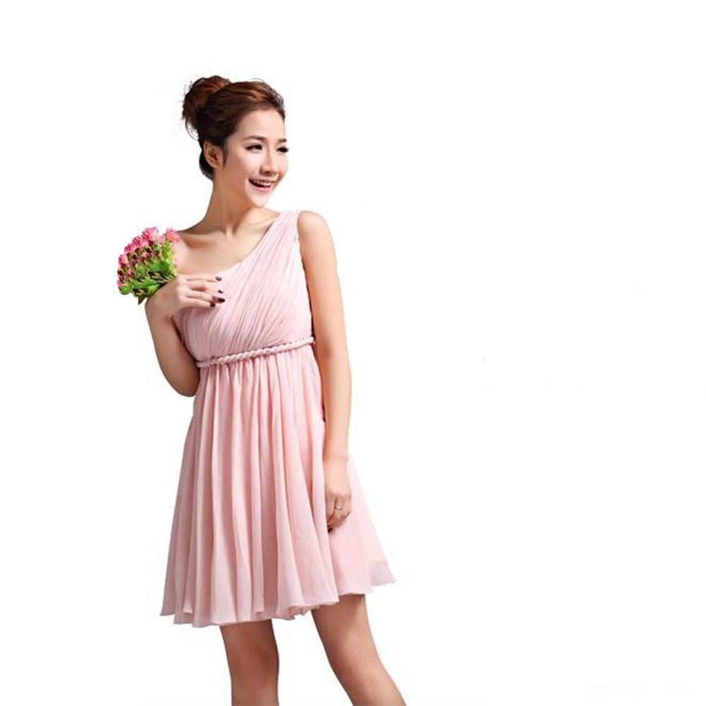Kivary Women's Short One Shoulder Sash Bridesmaid Dresses Pink US 18W
