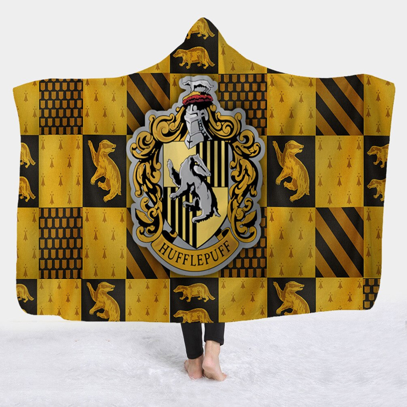 Harry Potter Hufflepuff Hooded Throw Blanket Bedroom Home Blankets