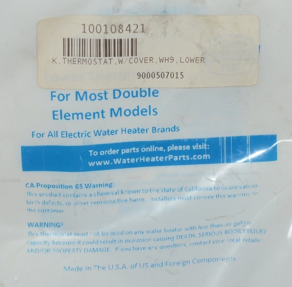 A O Smith 100108421 Residential Electric Water Heater Lower Thermostat