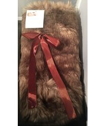 Wine Bottle Bag Faux Brown Fur Gift  Day Hostess NEW Tag Bow Christmas N... - $12.99